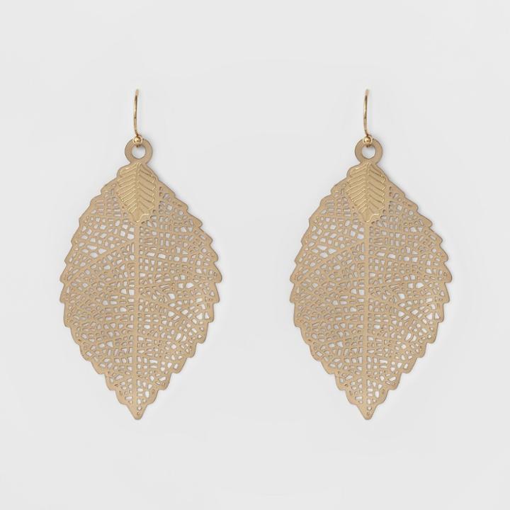 Target Women's Leaf Drop Earring - A New Day Gold