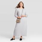 Women's Plus Size Long Sleeve Rib Knit Dress - A New Day Gray