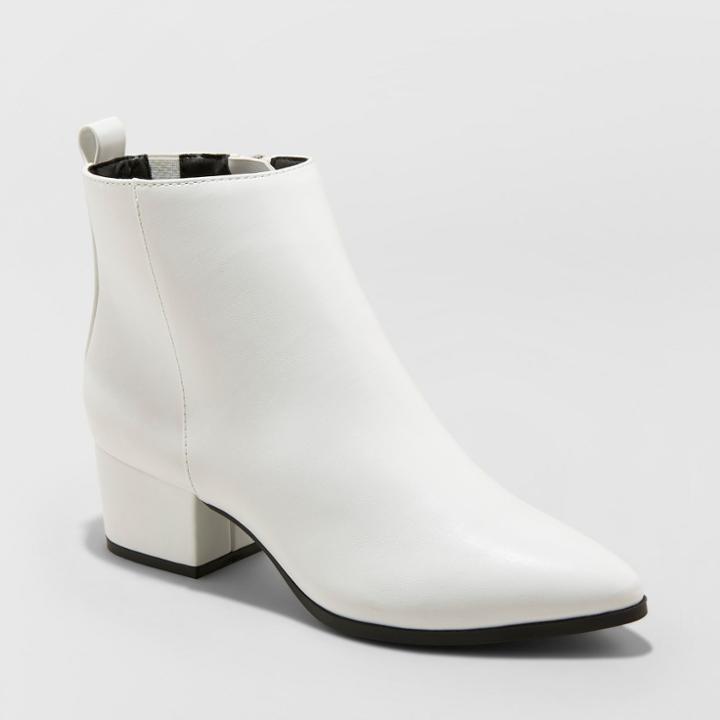 Women's Valerie Microsude City Ankle Fashion Boots - A New Day White