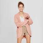 Women's Pointelle Chenille Cocoon Cardigan Sweater - A New Day Pink
