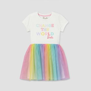 Mattel Girls' Barbie 'change The World' A-line Dress - Off-white