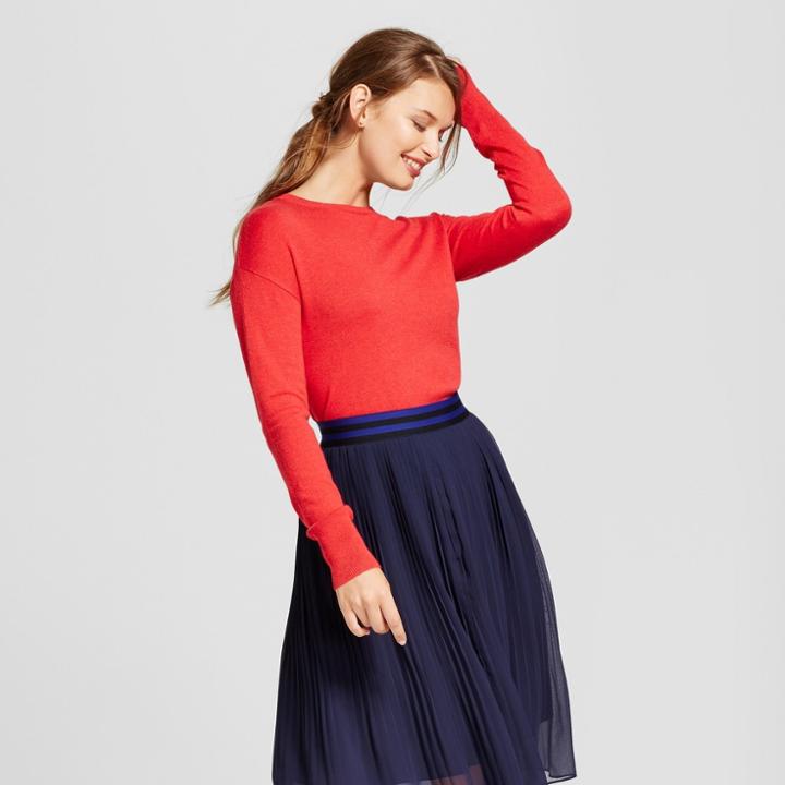 Women's Crew Neck Luxe Any Day Pullover - A New Day Red