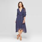 Women's Polka Dot Wrap Dress - Melonie T - Navy