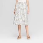 Women's Floral Print A Line Pleated Midi Skirt - A New Day White