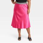 Women's Satin Skirt - Ava & Viv Pink