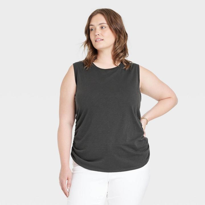 Women's Plus Size Ruched Tank Top - Universal Thread Dark Gray