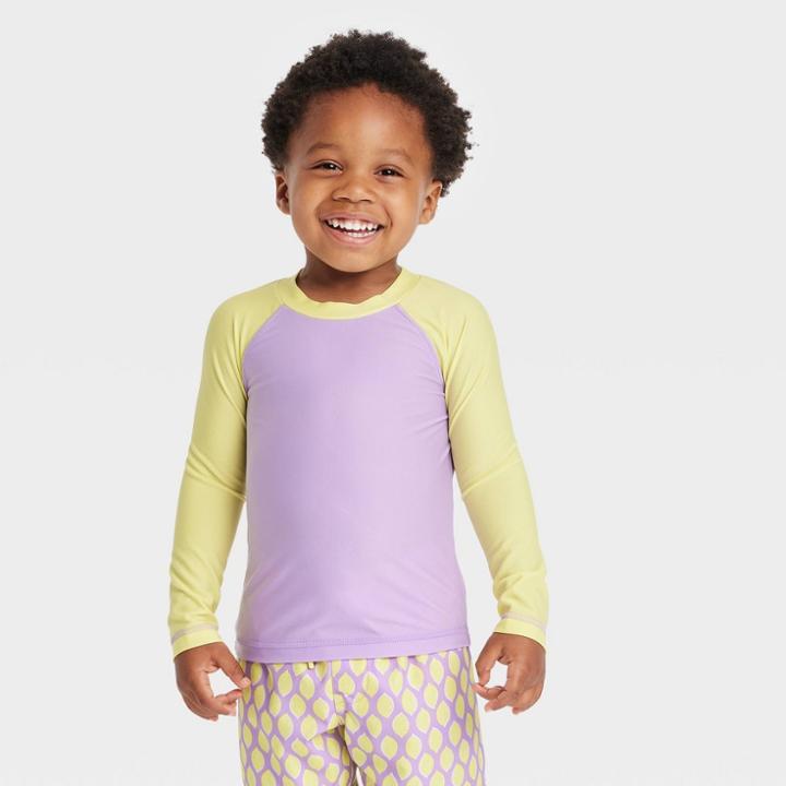 Toddler Raglan Long Sleeve Rash Guard Top - Cat & Jack Purple