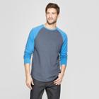 Men's Regular Fit Long Sleeve Baseball T-shirt - Goodfellow & Co Blue Raindrop