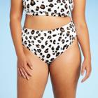 Juniors' Plus Size Ribbed Cheeky High Leg High Waist Bikini Bottom - Xhilaration Multi Animal Print