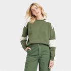 Women's Fleece Sweatshirt - Universal Thread Green/cream
