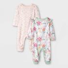 Baby Girls' 2pk Meadow Coverall - Cloud Island White