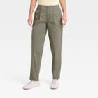 Women's High-rise Pleat Front Tapered Chino Pants - A New Day Olive
