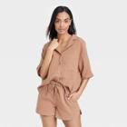 Women's 100% Cotton Gauze Top - Stars Above Brown