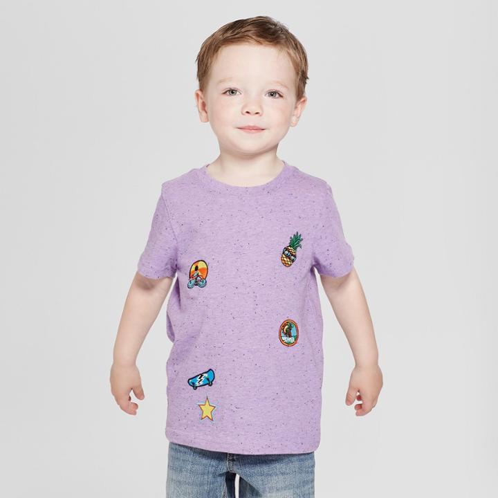 Toddler Boys' Patches Short Sleeve T - Shirt - Cat & Jack Lilac
