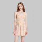 Women's Sleeveless Open Back Ruched Skater Dress - Wild Fable Beige