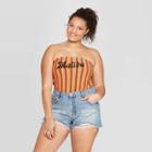 Plus Size Women's Plus Strapless Malibu Graphic T-shirt - Mighty Fine (juniors') - Orange/red 3x,