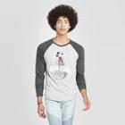 Mickey Mouse & Friends Men's Mickey Mouse Long Sleeve Crewneck New York Raglan Graphic T-shirt - Gray M, Men's,