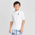 Petiteboys' Short Sleeve Solid With Boat Icon Rash Guard - Cat & Jack White