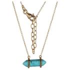 Prime Art & Jewel 18k Gold Plated Sterling Silver Genuine Dyed Turquoise Dainty Chakra Point Necklace - 16 + 2 Extender, Girl's, Gold/turquoise