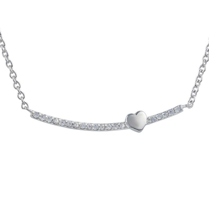 Journee Collection 3/8 Ct. T.w. Round-cut Cz Heart Pave Set Necklace In Sterling Silver -