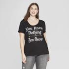 Women's Game Of Thrones Plus Size You Know Nothing Jon Snow Short Sleeve Crewneck T-shirt (juniors') - Black