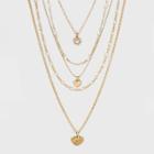 Target Zinc Steel Brass Glass Multi Row Necklace - Wild Fable Bright Gold