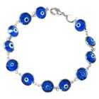 Distributed By Target Women's Silver Plated Glass Guardian Eye Bracelet - Blue/silver