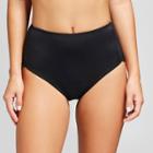 Vanilla Beach Women's Scallop Cheeky High Waist Bikini Bottom - Black