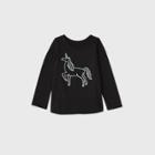 Toddler Girls' Unicorn With Shine Long Sleeve T-shirt - Cat & Jack Black
