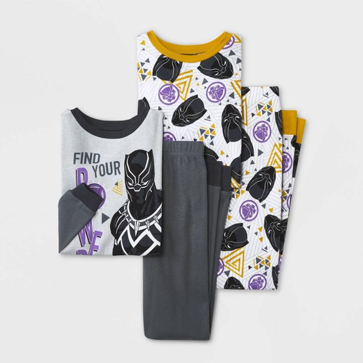 Boys' Marvel Black Panther 4pc Snug Fit Pajama