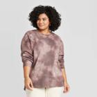 Women's Plus Size Crewneck Fleece Tunic Sweatshirt - Universal Thread Mauve 1x, Women's, Size: