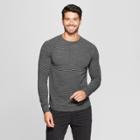 Men's Pin Striped Regular Fit Long Sleeve Baseball Crew Pullover T-shirt - Goodfellow & Co Black