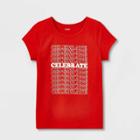 Girls' Adaptive 'celebrate' Short Sleeve T-shirt - Cat & Jack Red