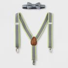 Baby Boys' Bowtie And Suspenders Set - Cloud Island Gray