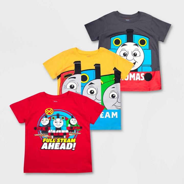 Petitetoddler Boys' Mattel Thomas & Friends 3pk Short Sleeve T-shirts -red/yellow/gray 2t, Boy's,
