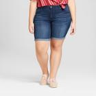 Women's Plus Size Roll Cuff Bermuda Jean Shorts - Universal Thread Dark Wash