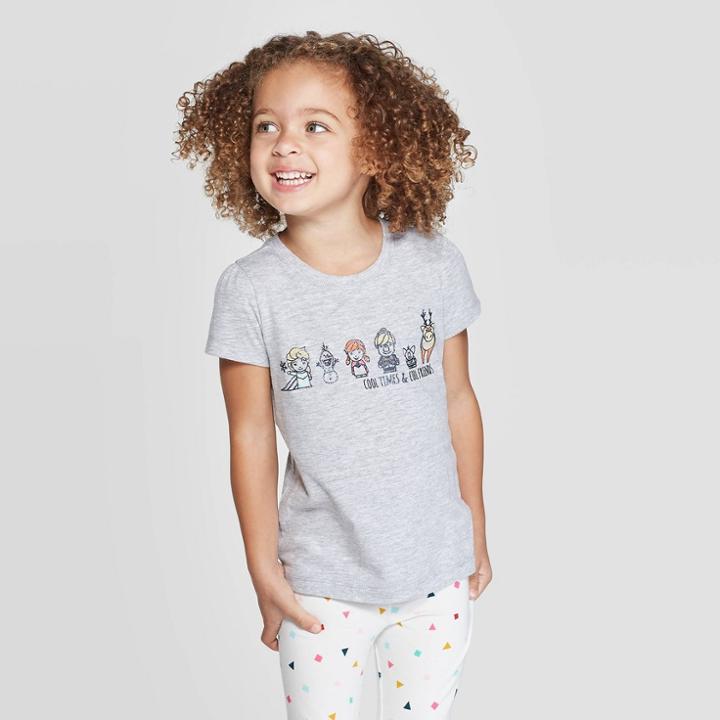 Toddler Girls' Disney Frozen Cool Times Cool Friends T-shirt - Gray