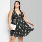 Women's Plus Size Sleeveless Skater Dress - Wild Fable Black Floral