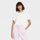 Women's Short Sleeve Linen T-shirt - A New Day White