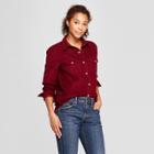 Women's Long Sleeve Corduroy Button-down Western Shirt - Universal Thread Burgundy (red)