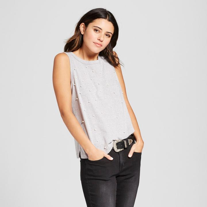Women's Sleeveless Beaded Top - Alison Andrews Gray
