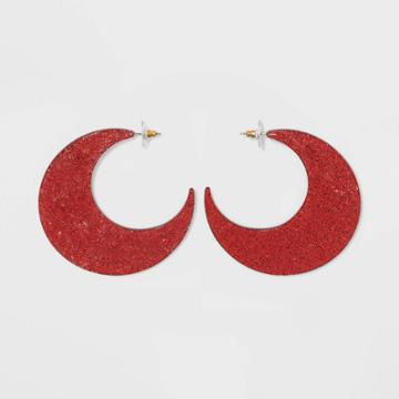 Sugarfix By Baublebar Glittering Crescent Hoop Earrings - Red Glitter, Women's