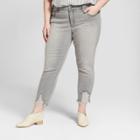 Women's Plus Size Destructed Hem Skinny Crop Jeans - Universal Thread Gray Wash