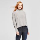 Women's Destructed Turtleneck Pullover Sweater - Nitrogen Gray
