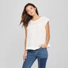 Women's Striped Textured Flutter Sleeve Top - Universal Thread White