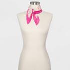 Women's Pleated Floral Print Chiffon Neckerchief - A New Day Pink
