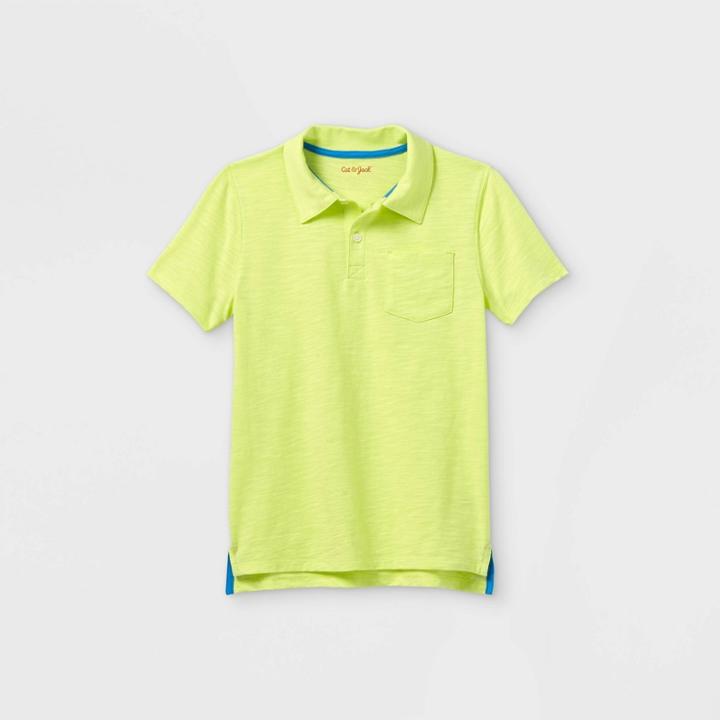 Boys' Knit Short Sleeve Polo Shirt - Cat & Jack Yellow