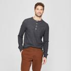 Men's Standard Fit Long Sleeve Textured Henley Shirt - Goodfellow & Co Railroad Gray
