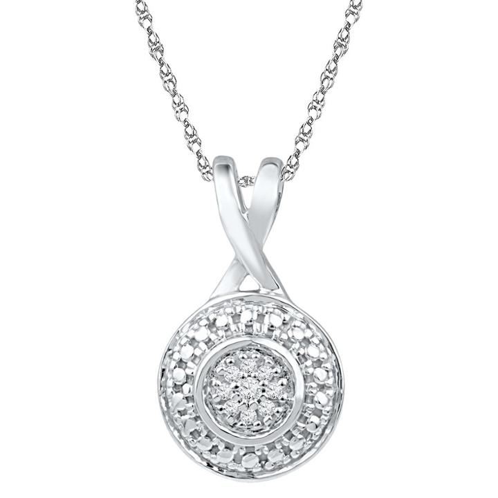 Target 1/20 Ct. T.w. Round Diamond Prong Set Cluster Fashion Pendant In Sterling Silver (ij-i2-i3), Girl's, White