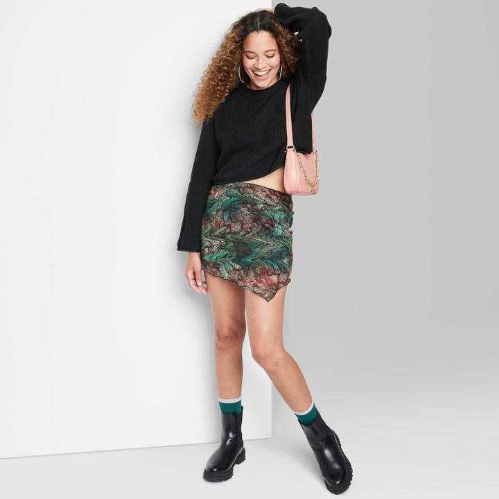 Women's Mesh Mini Skirt - Wild Fable Warped Croc Xxs